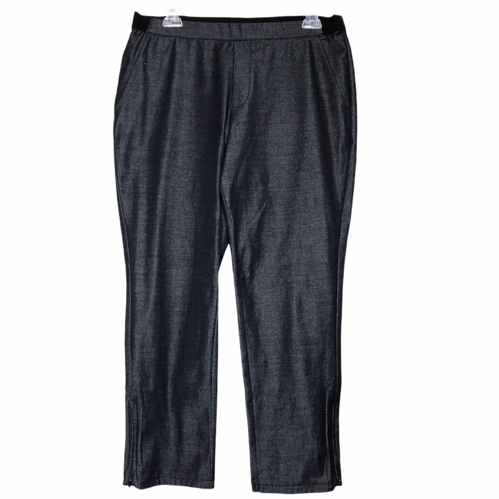 𝅺h by Halston - Cotton Tapered Leg Gray Stretch Trousers - Size 10P Petite